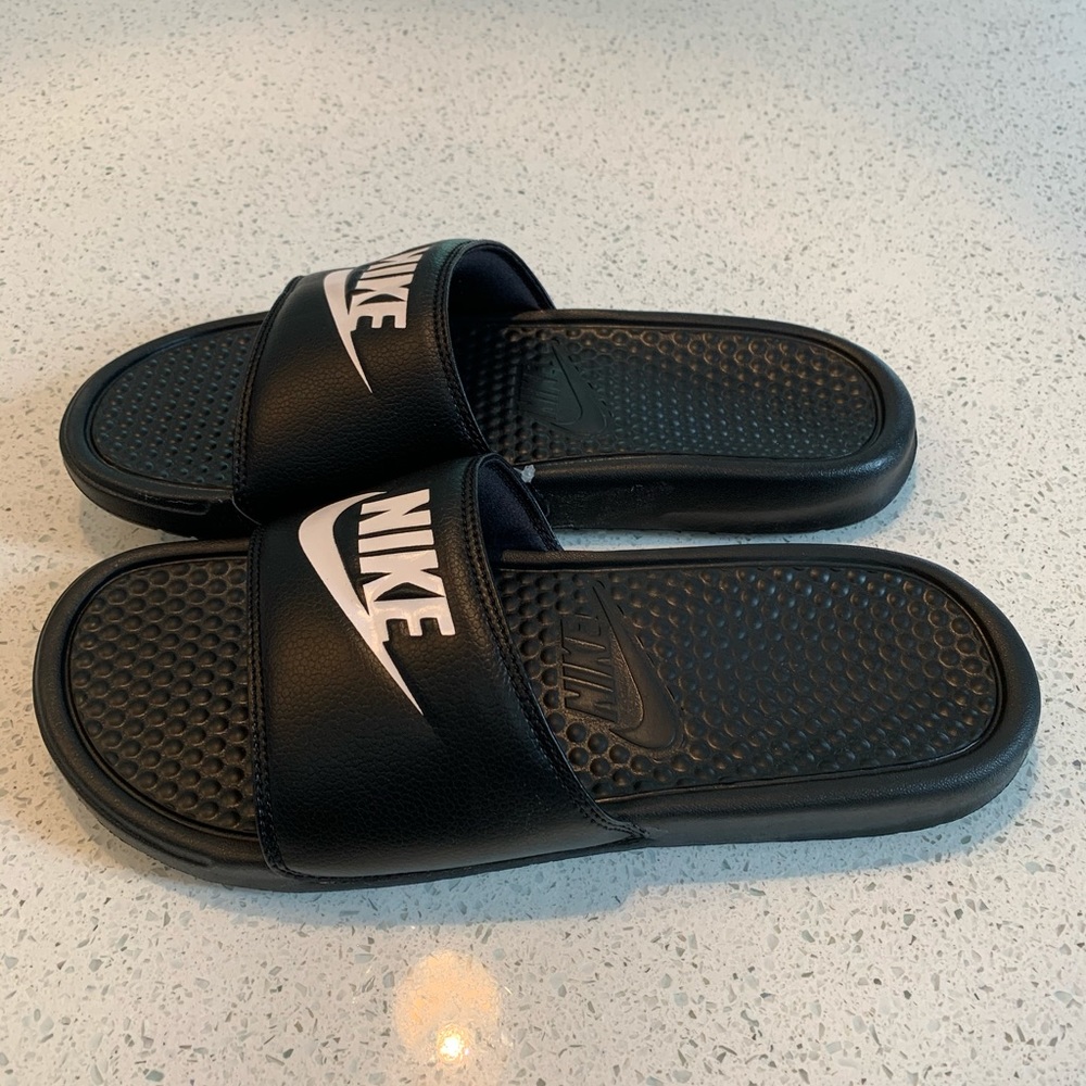 Nike Benassi Mens JDI Black White Slides Sandals